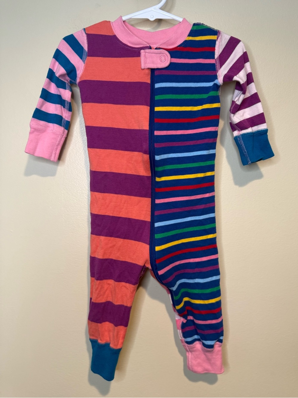 Hanna Andersson Baby zip sleeper Mix Up rainbow Stripes Sleeper 9-12 months